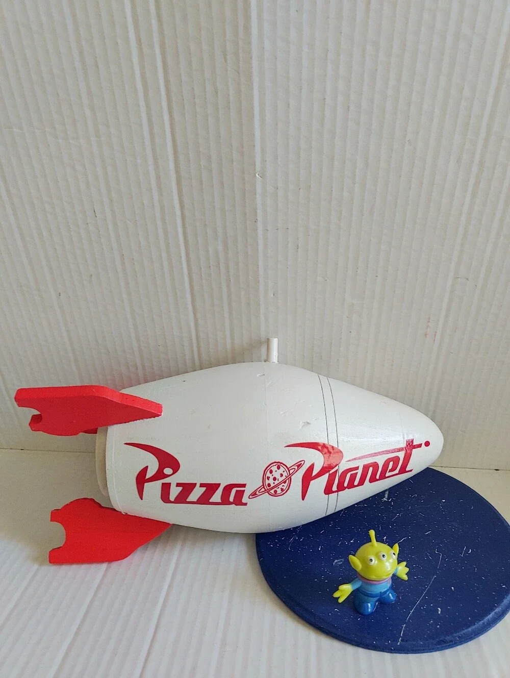 Little Green Man Alien With Pizza Planet Wooden Rocket Bird House